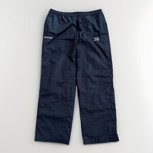 CCM Black Hockey Track Windbreaker Ankle Zip Warm Up Pants Men Sz L Training
